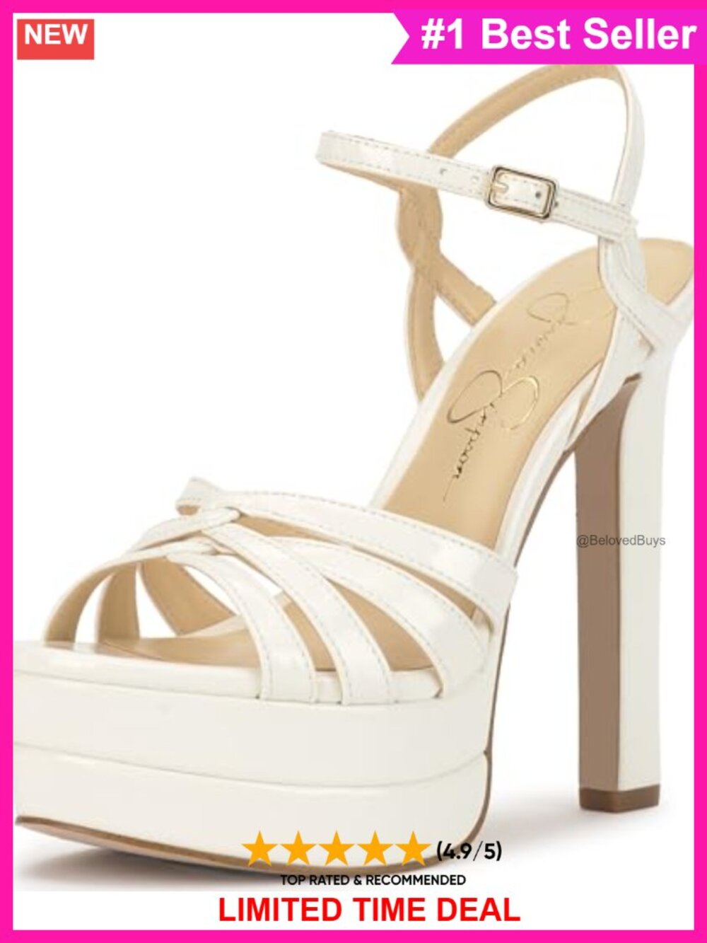 Jessica Simpson Itzari Double Platform Heeled Sandals Faux Leather Block Heel